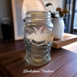 Vintage Design Patent N112688  Glass Head Jar Face Pig bank/cup no‎ lid